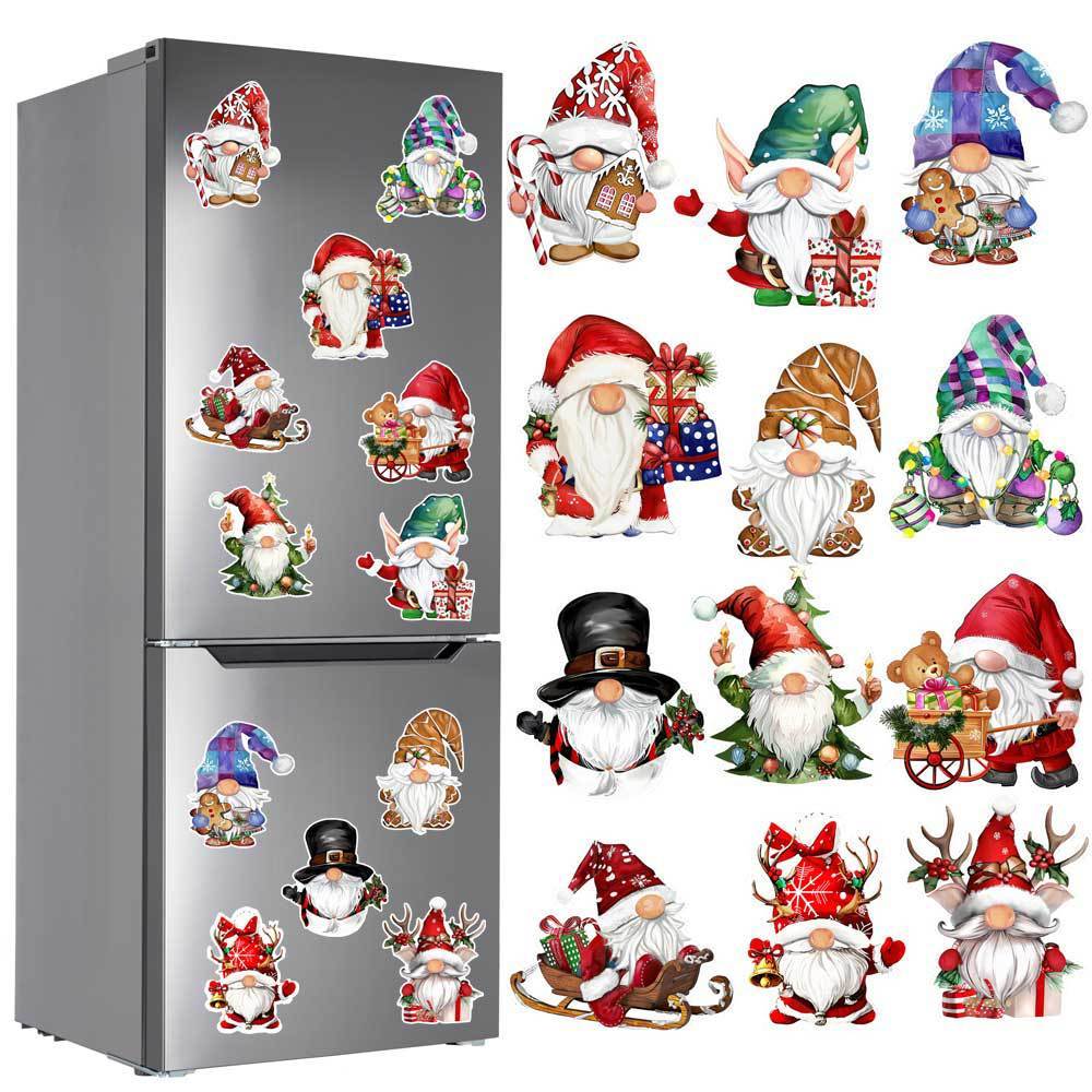 Christmas Cartoon Fridge Magnetic Stickers Snowman Refrigerator Magnets Decorations Car Garage Door Magnets Decor