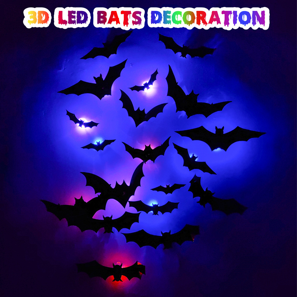 LED Night Light Wall Stickers Halloween Bat Wall Stickers