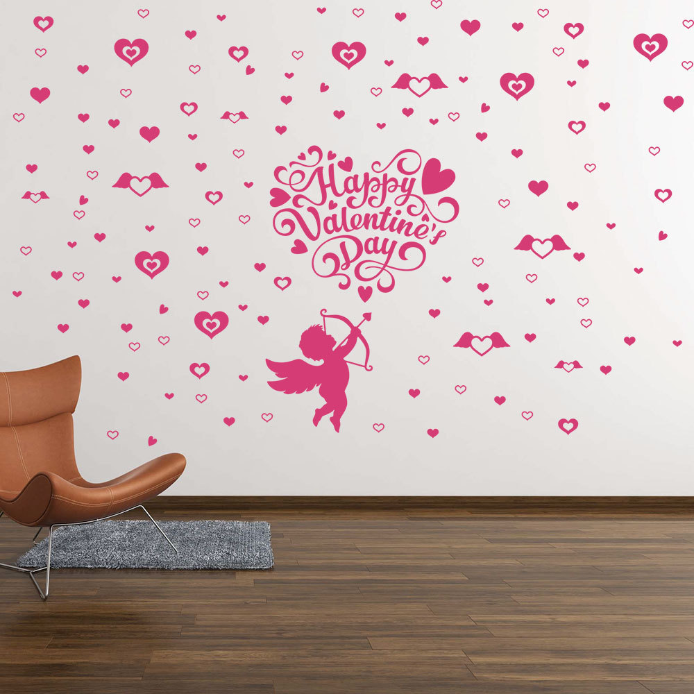 Glow in The Dark Valentine's Day Wall Stickers Cupid Love Letters Ceiling Decals for Bedroom