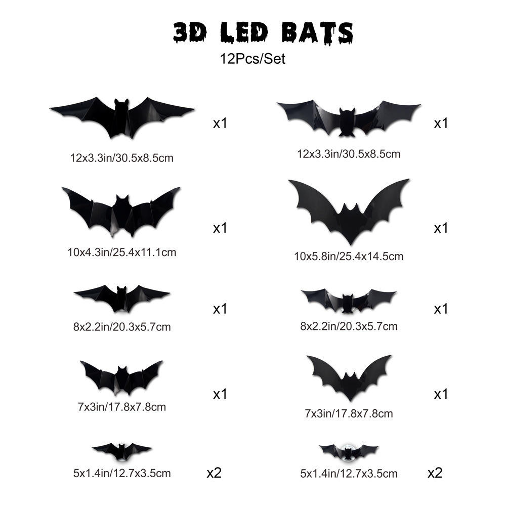 LED Night Light Wall Stickers Halloween Bat Wall Stickers