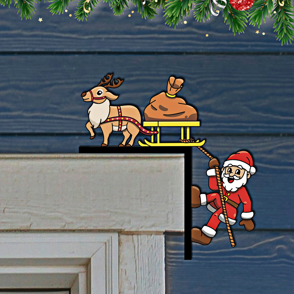 Grinch Snowman Christmas Door Frame Decoration Santa Claus Funny Christmas Door Corner Decor