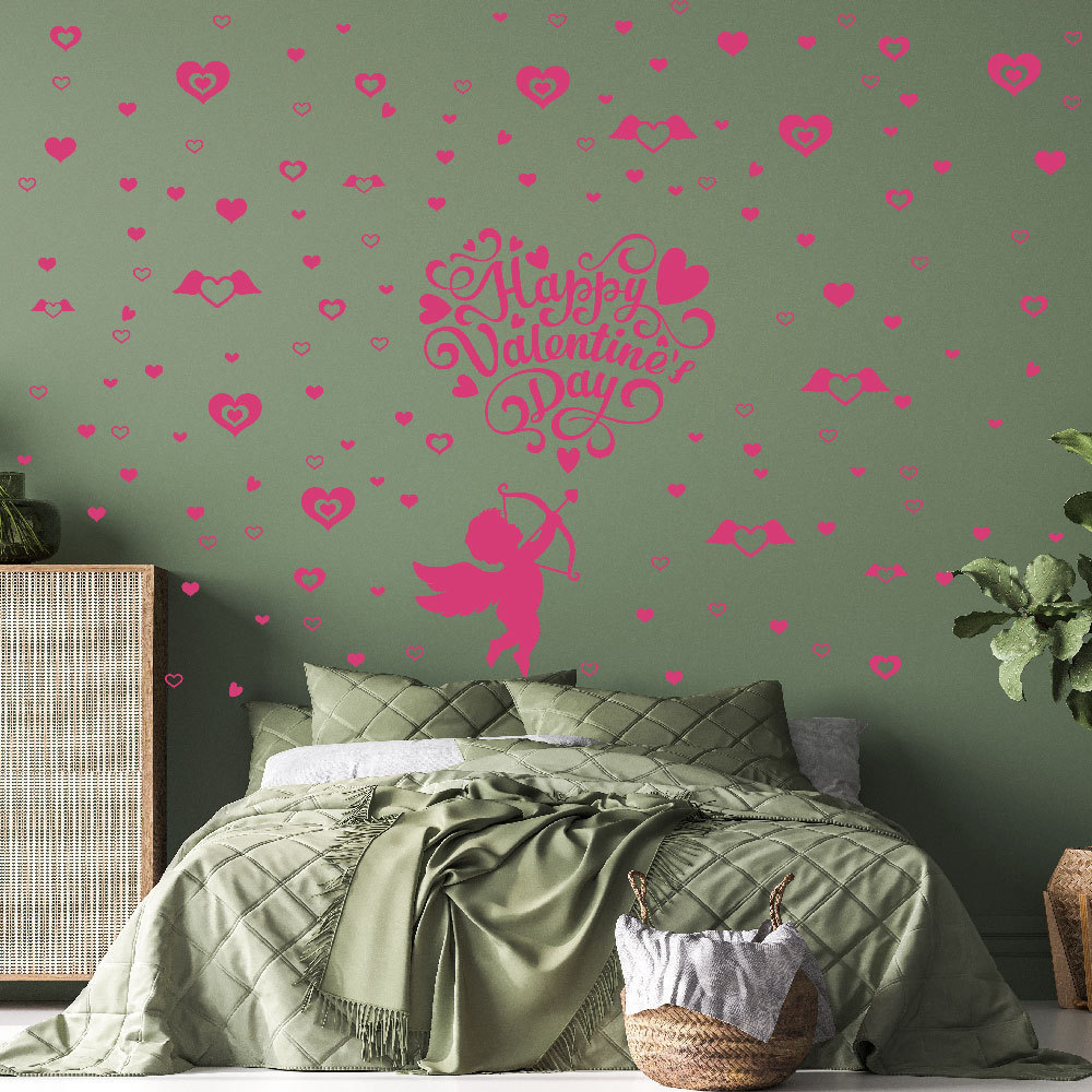 Glow in The Dark Valentine's Day Wall Stickers Cupid Love Letters Ceiling Decals for Bedroom