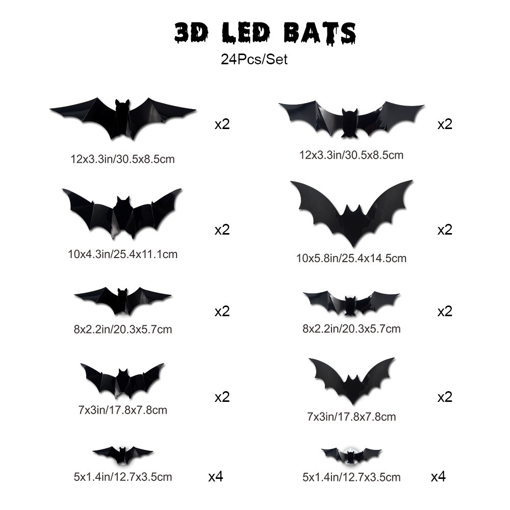 LED Night Light Wall Stickers Halloween Bat Wall Stickers