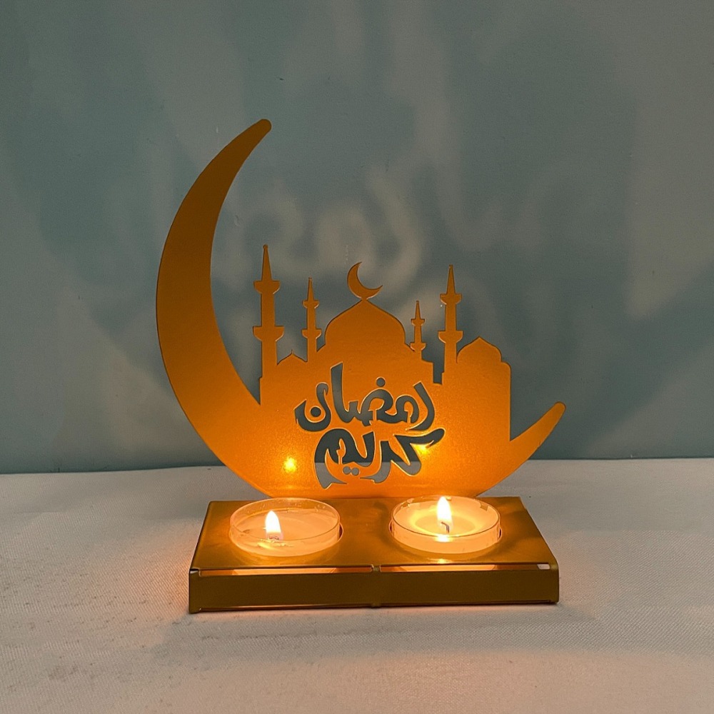 Ramadan Candlestick Holders Iron Eid Mubarak Candle Holder Elegant Tabletop Art Decor