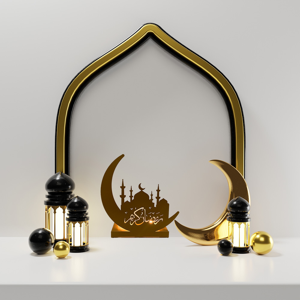 Ramadan Candlestick Holders Iron Eid Mubarak Candle Holder Elegant Tabletop Art Decor