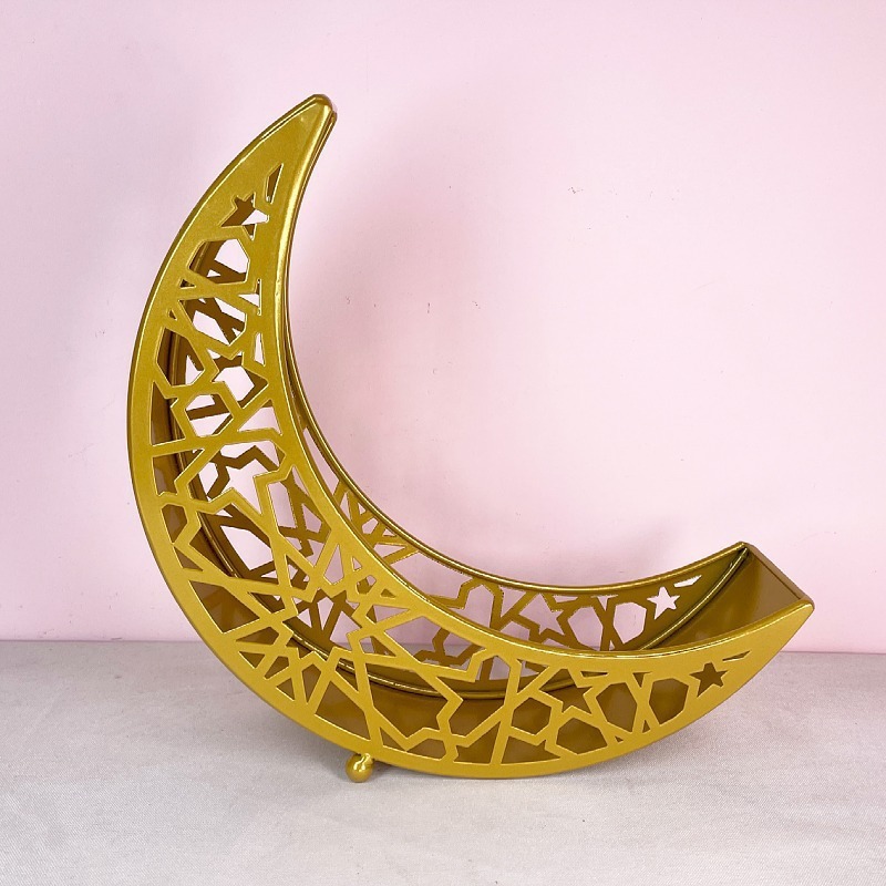 Eid Mubarak Moon Star Dinner Plate Tray Ramadan Serving Tray Muslim Star and Moon Tray Islamic Dessert Trays Pastry Tray