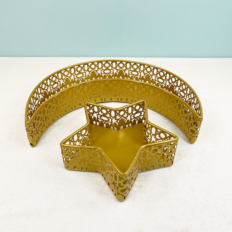 Eid Mubarak Moon Star Dinner Plate Tray Ramadan Serving Tray Muslim Star and Moon Tray Islamic Dessert Trays Pastry Tray