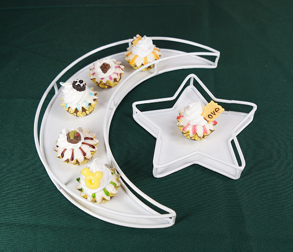 Ramadan Tray Eid Mubarak Moon Star Tray Iftar Party Food Serving Tray Ramadan Metal Platters Table Decor