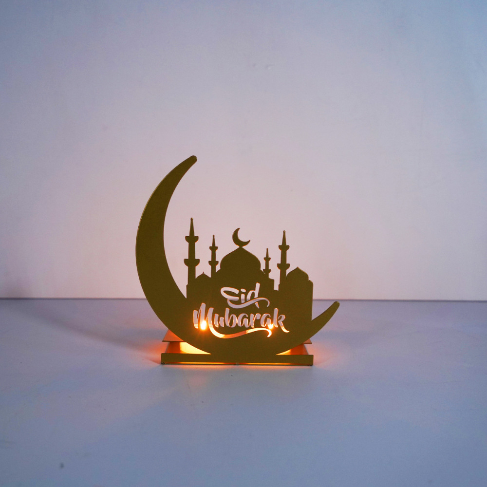 Ramadan Candlestick Holders Iron Eid Mubarak Candle Holder Elegant Tabletop Art Decor