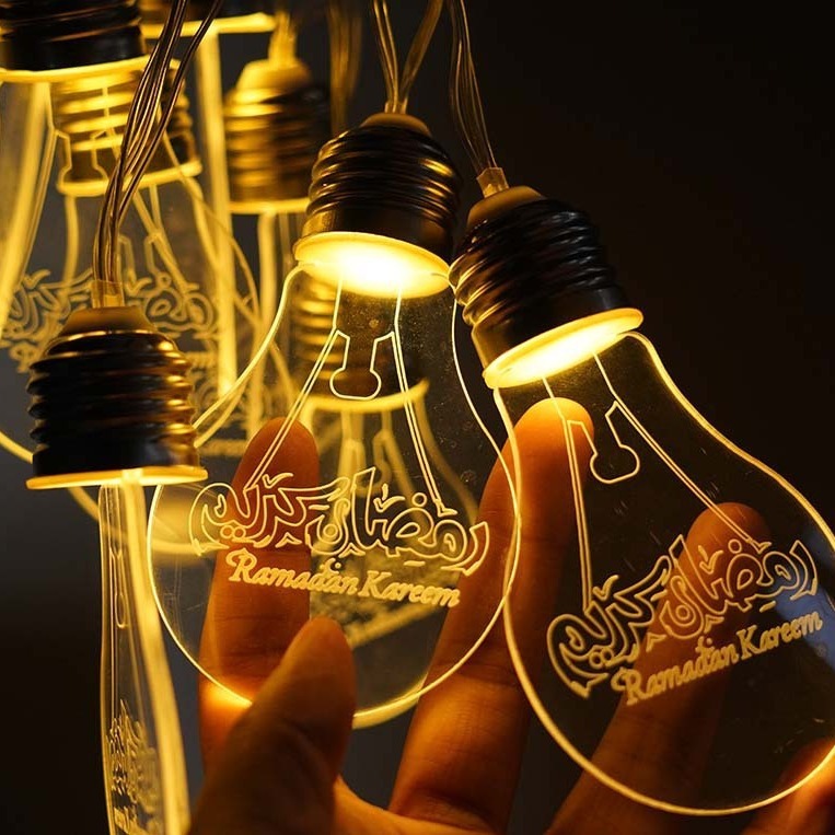 LED Ramadan Mubarak Eid String Light Moon Star Castle Kerosene Lantern Lamp Eid Decor for Muslim Islamic Home Garden Decor Indoor Outdoor Party Supplies