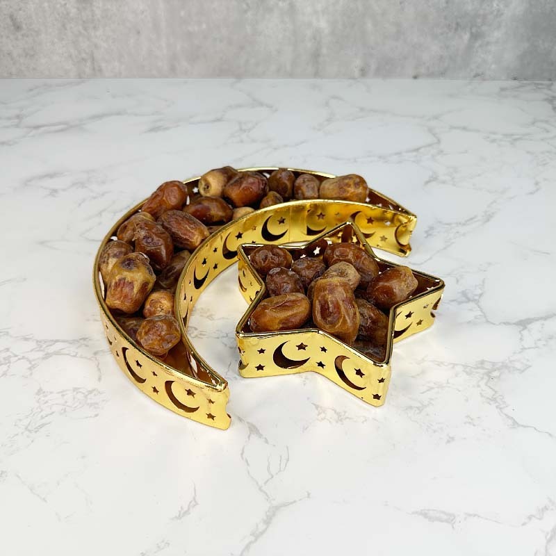 Ramadan Eid Mubarak Dessert Tray Moon Star Metal Plate Tray Dessert Food