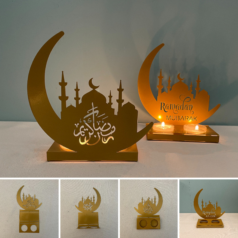 Ramadan Candlestick Holders Iron Eid Mubarak Candle Holder Elegant Tabletop Art Decor