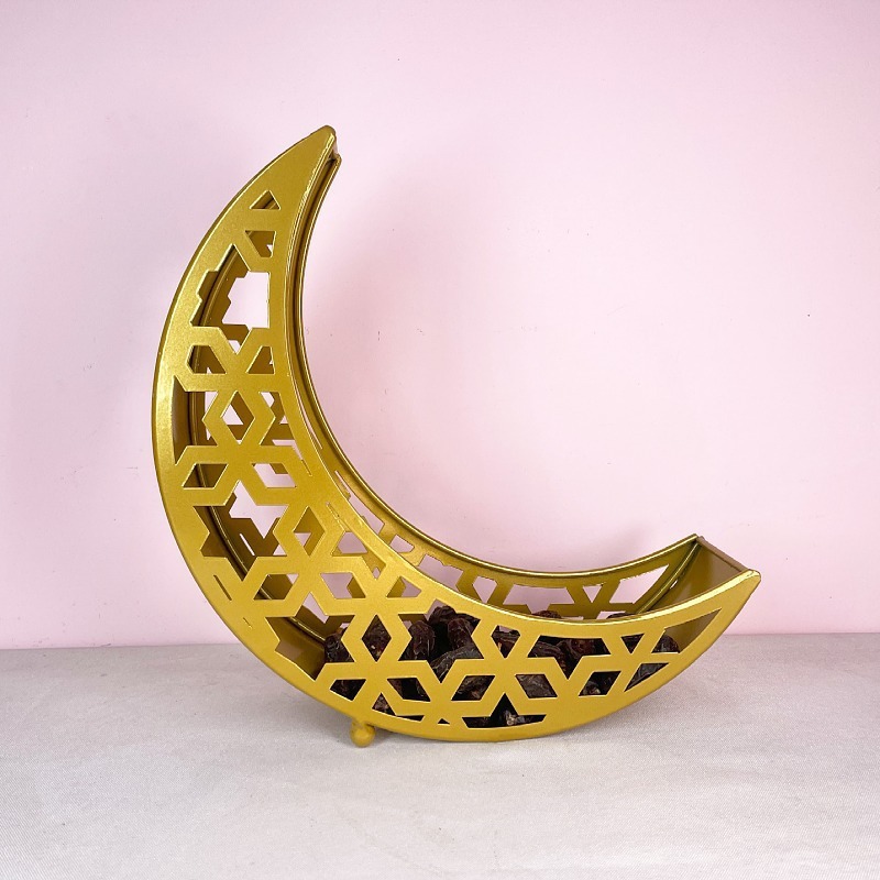 Eid Mubarak Moon Star Dinner Plate Tray Ramadan Serving Tray Muslim Star and Moon Tray Islamic Dessert Trays Pastry Tray