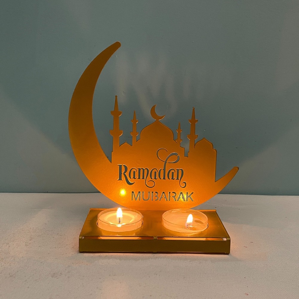 Ramadan Candlestick Holders Iron Eid Mubarak Candle Holder Elegant Tabletop Art Decor