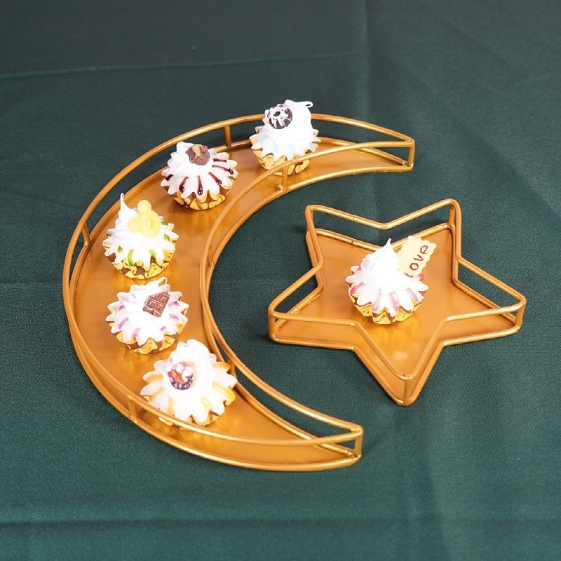 Ramadan Tray Eid Mubarak Moon Star Tray Iftar Party Food Serving Tray Ramadan Metal Platters Table Decor