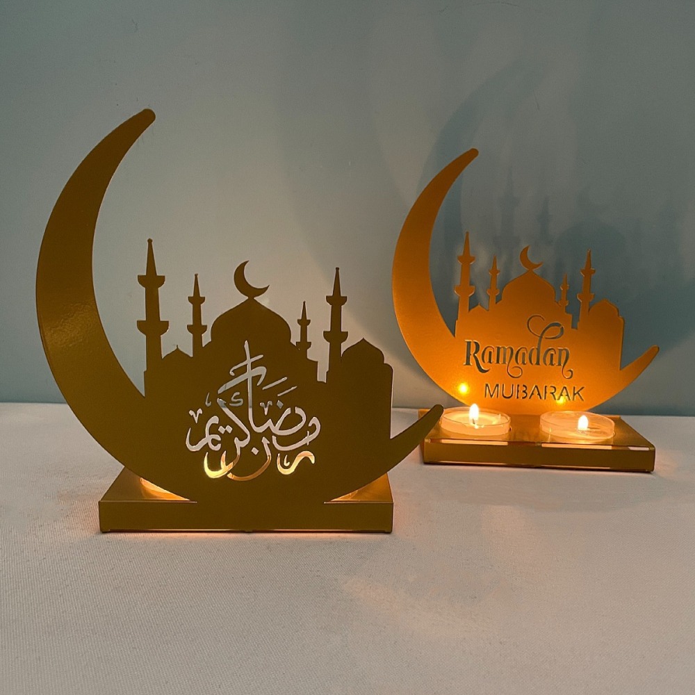 Ramadan Candlestick Holders Iron Eid Mubarak Candle Holder Elegant Tabletop Art Decor