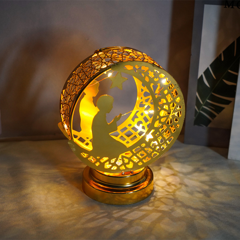 Eid Craft Night Light 3D Moon Star LED Light Decor Mosque Lamp Eid al-Fitr Ornament Gift for Muslim Ramadan Islamic Decor Table