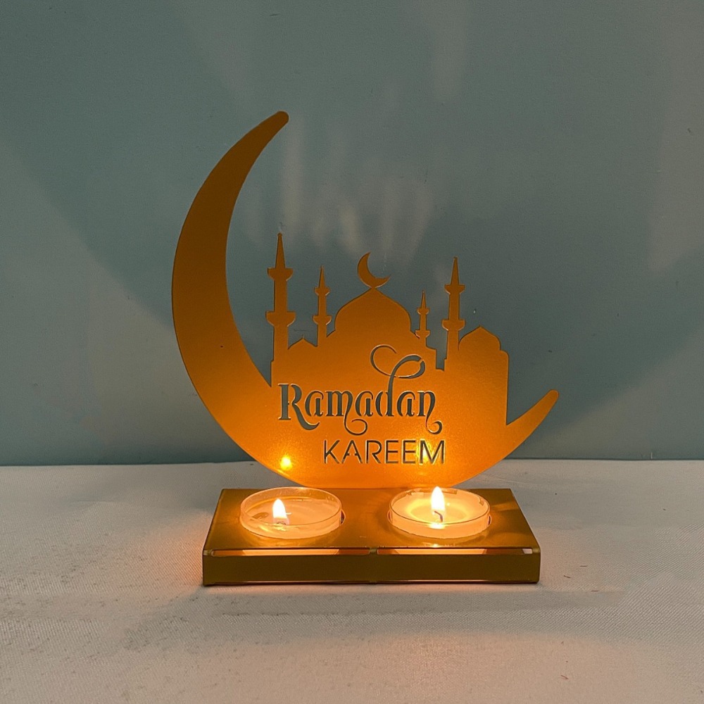 Ramadan Candlestick Holders Iron Eid Mubarak Candle Holder Elegant Tabletop Art Decor