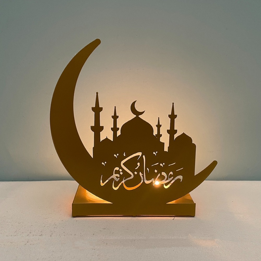 Ramadan Candlestick Holders Iron Eid Mubarak Candle Holder Elegant Tabletop Art Decor