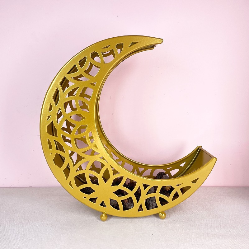 Eid Mubarak Moon Star Dinner Plate Tray Ramadan Serving Tray Muslim Star and Moon Tray Islamic Dessert Trays Pastry Tray