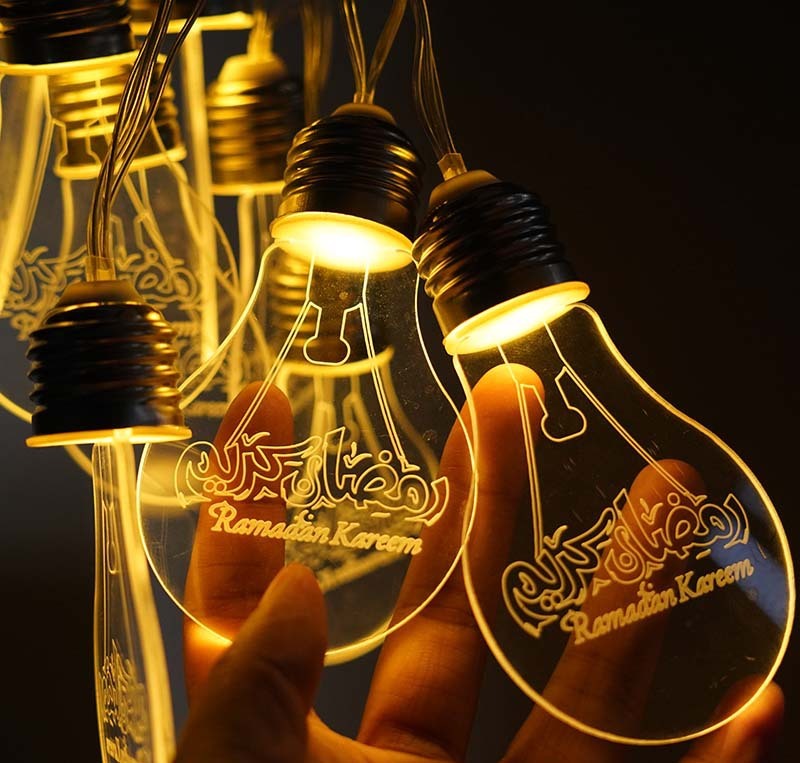 LED Ramadan Mubarak Eid String Light Moon Star Castle Kerosene Lantern Lamp Eid Decor for Muslim Islamic Home Garden Decor Indoor Outdoor Party Supplies