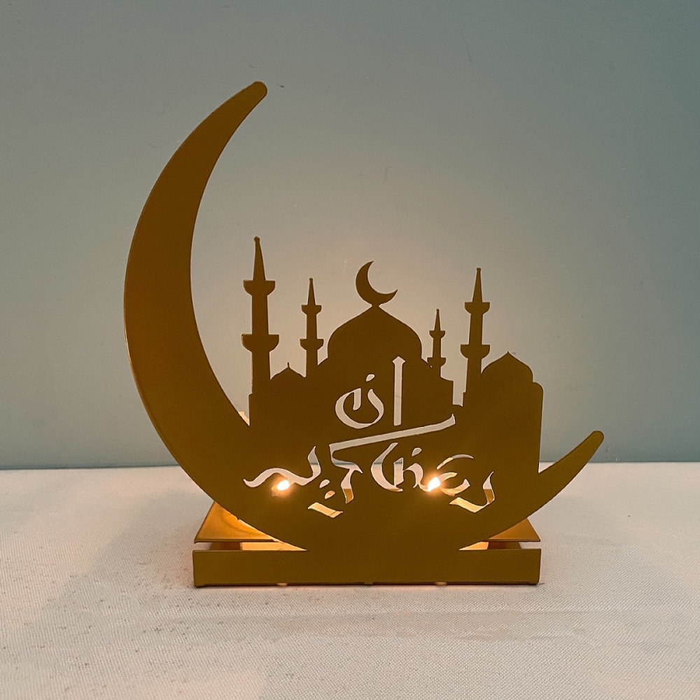Ramadan Candlestick Holders Iron Eid Mubarak Candle Holder Elegant Tabletop Art Decor