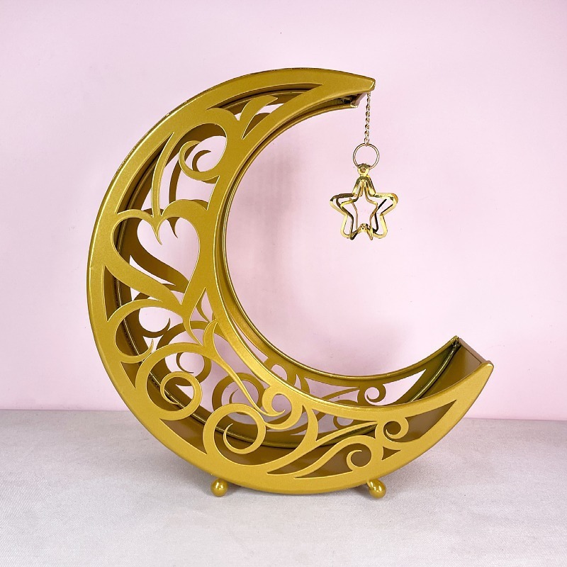 Eid Mubarak Moon Star Dinner Plate Tray Ramadan Serving Tray Muslim Star and Moon Tray Islamic Dessert Trays Pastry Tray