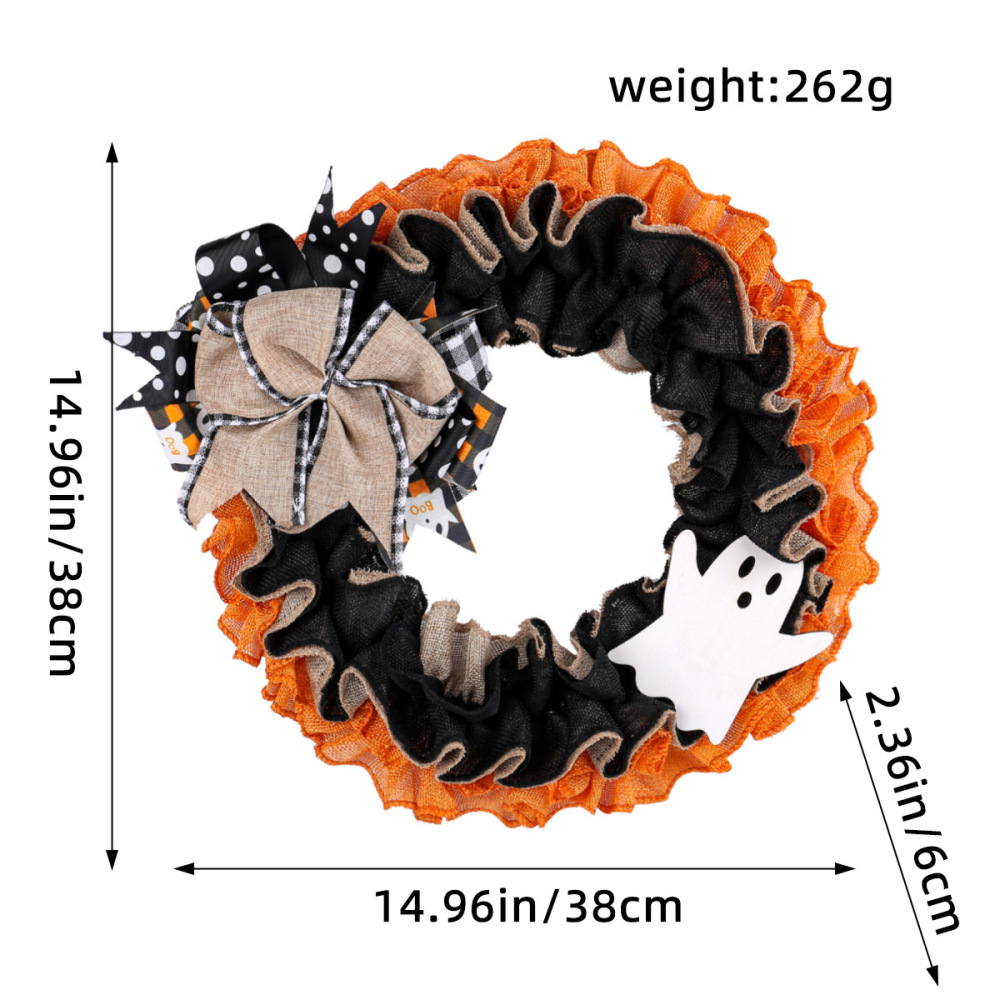 Halloween Ghost Wreath Linen Bow