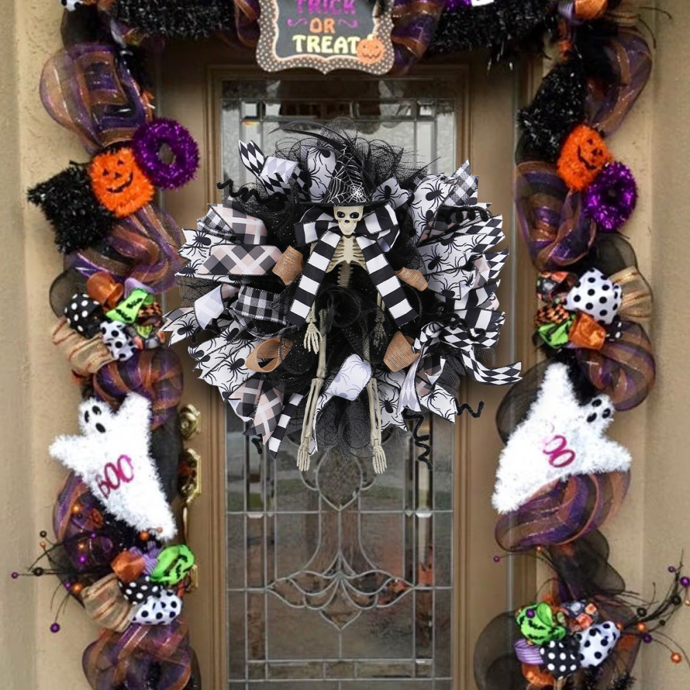 Witch hat skull net garland door hanging ornament