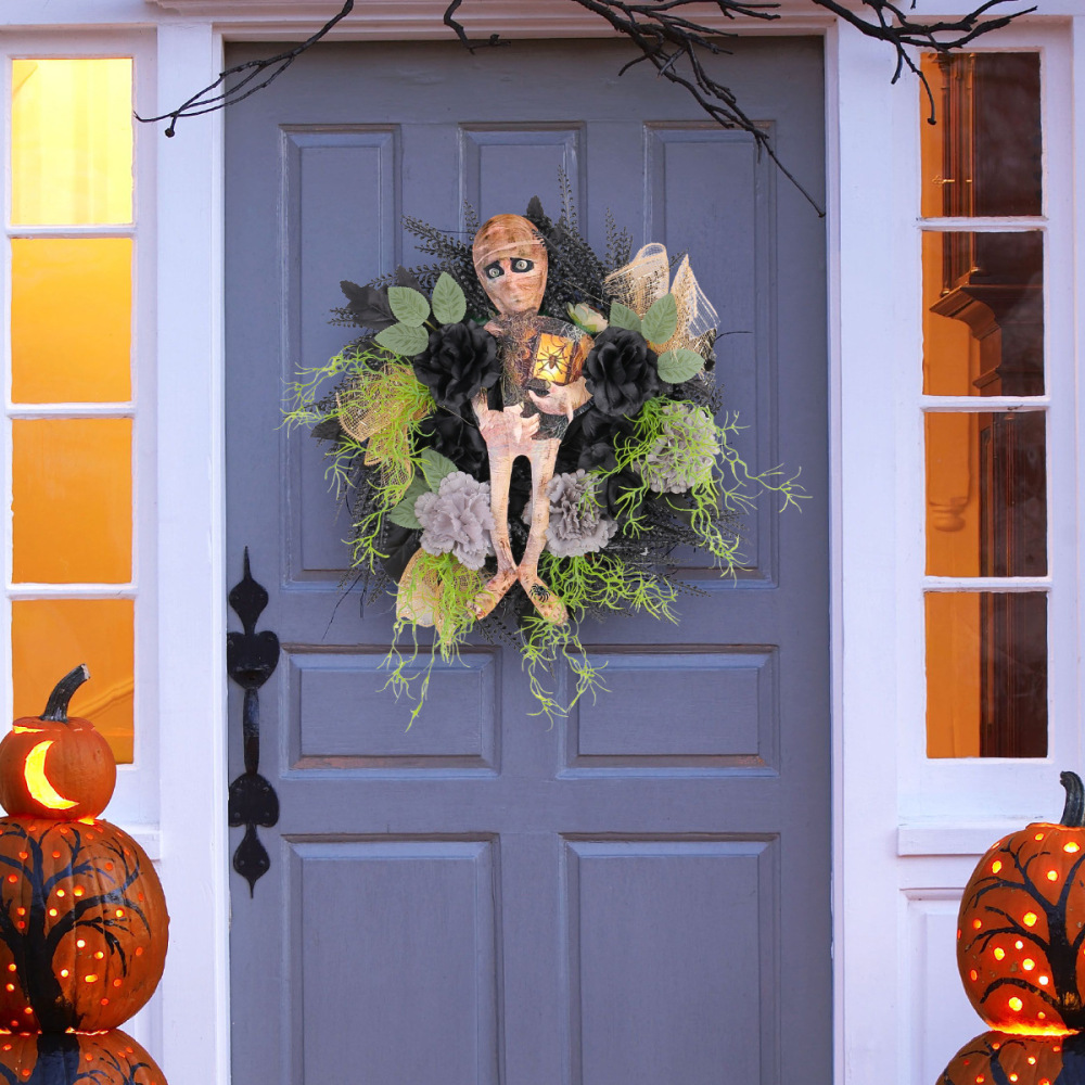 Halloween Mummy Wooden Garland Door Hanging