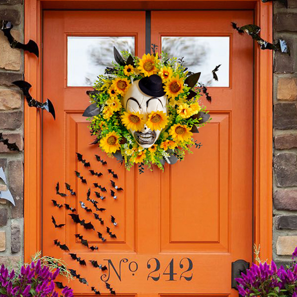 Sunflower ghost hat garland door hanging