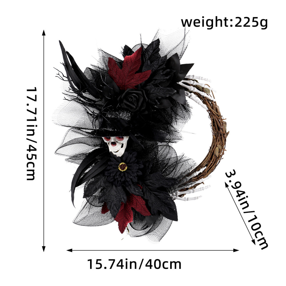 Top hat skull wreath new simulation of dead branches rattan circle door hanging