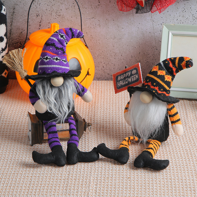Halloween broom witch high hat figure