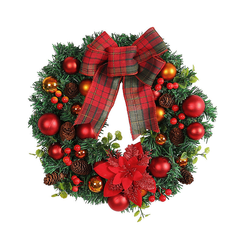 Red bow Christmas ball wreath