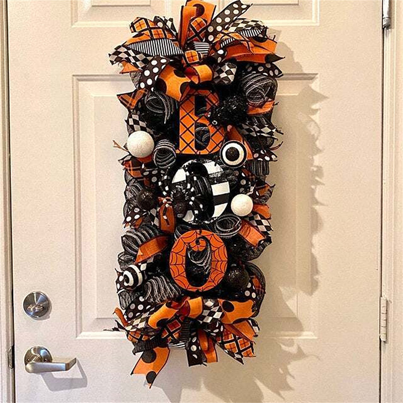 Creepy pumpkin wreath door sign patio decoration pendant