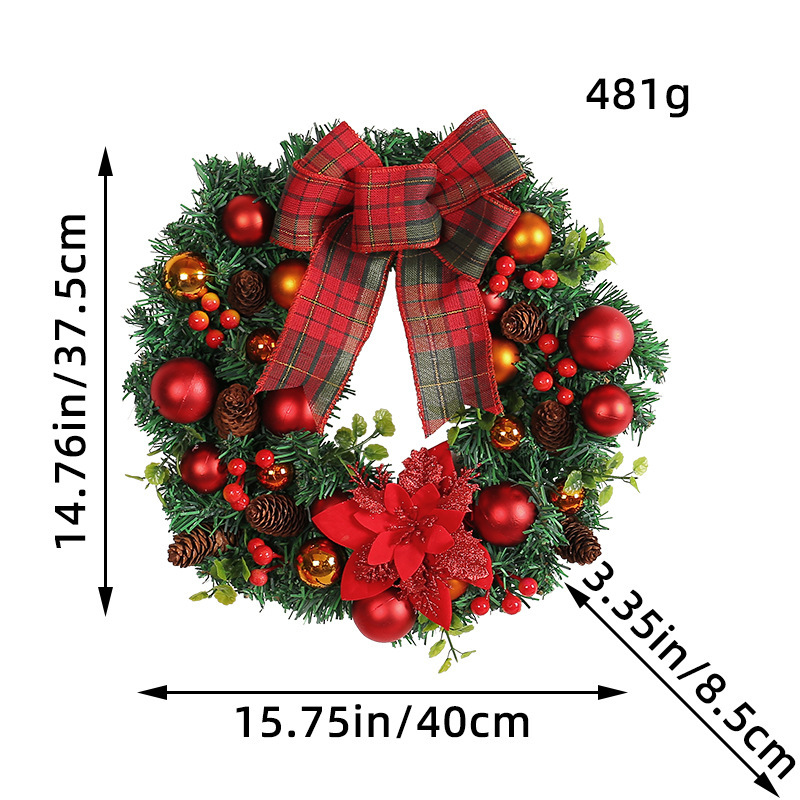 Red bow Christmas ball wreath