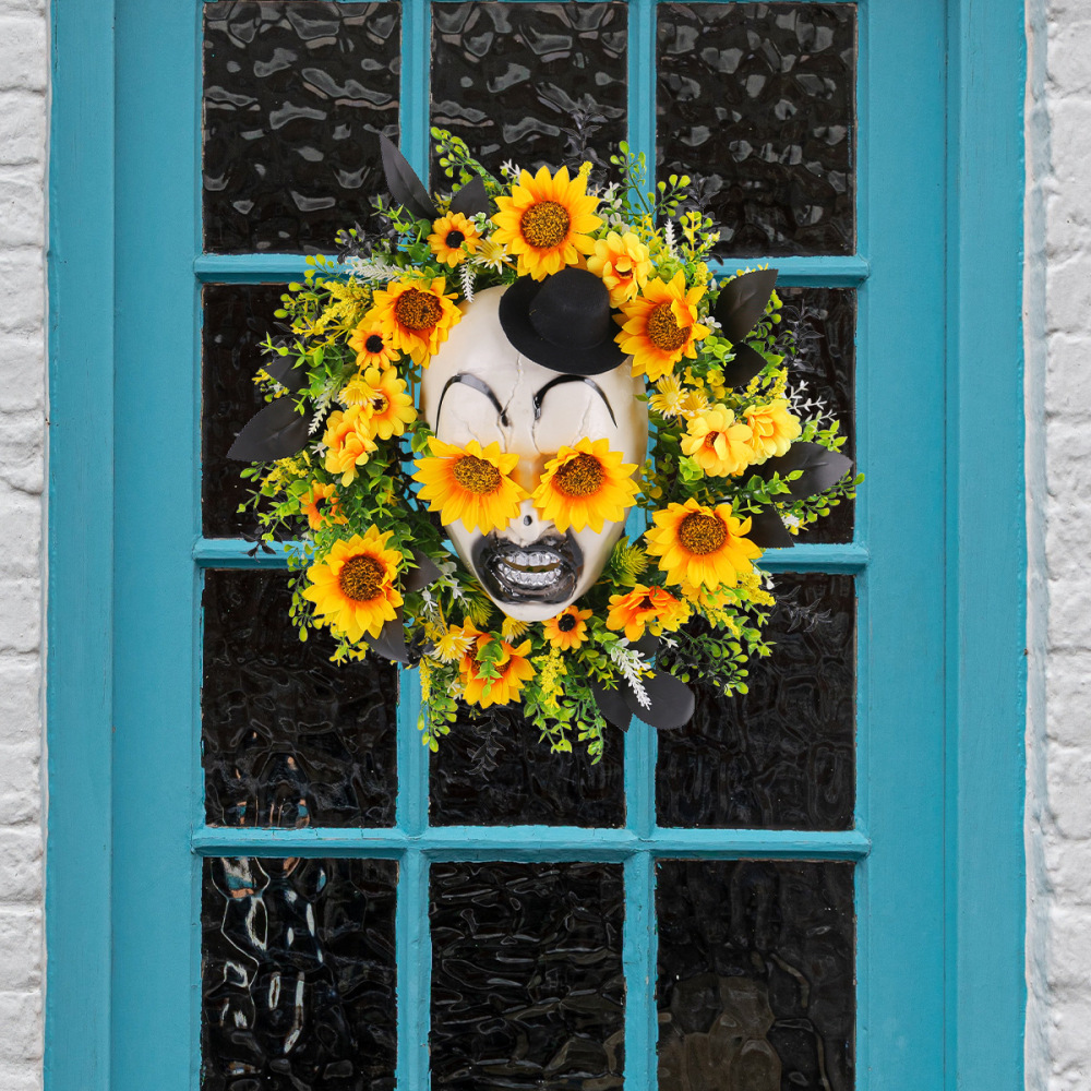 Sunflower ghost hat garland door hanging
