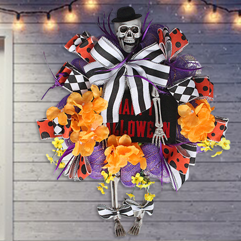 Halloween Skull Door Hanging Holiday Wreaths Horror Party Bar Decorations