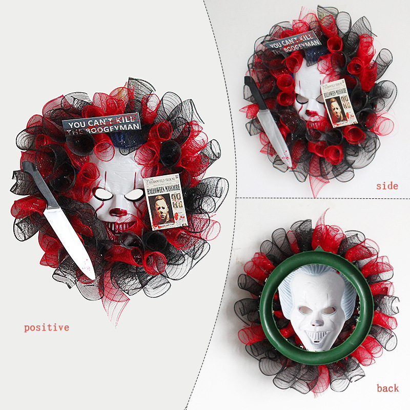 Halloween Horror Mask Halloween Party Wreath