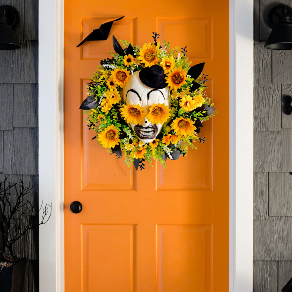 Sunflower ghost hat garland door hanging