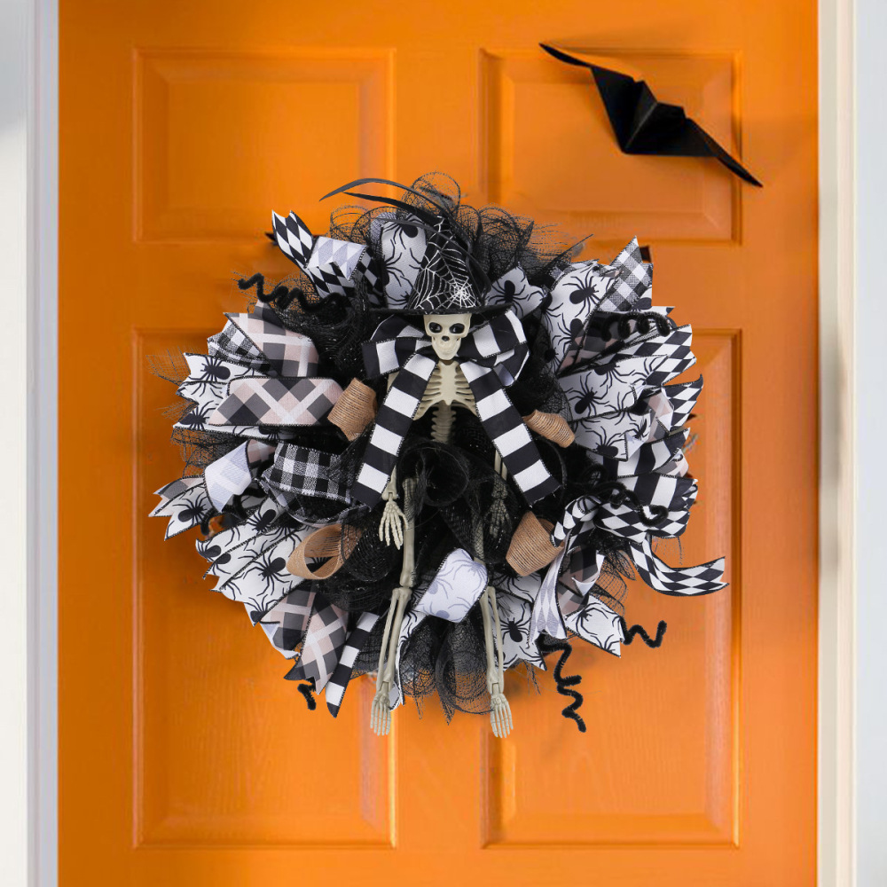 Witch hat skull net garland door hanging ornament