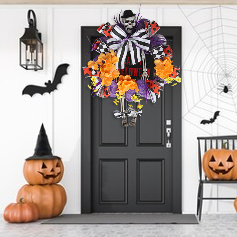 Halloween Skull Door Hanging Holiday Wreaths Horror Party Bar Decorations