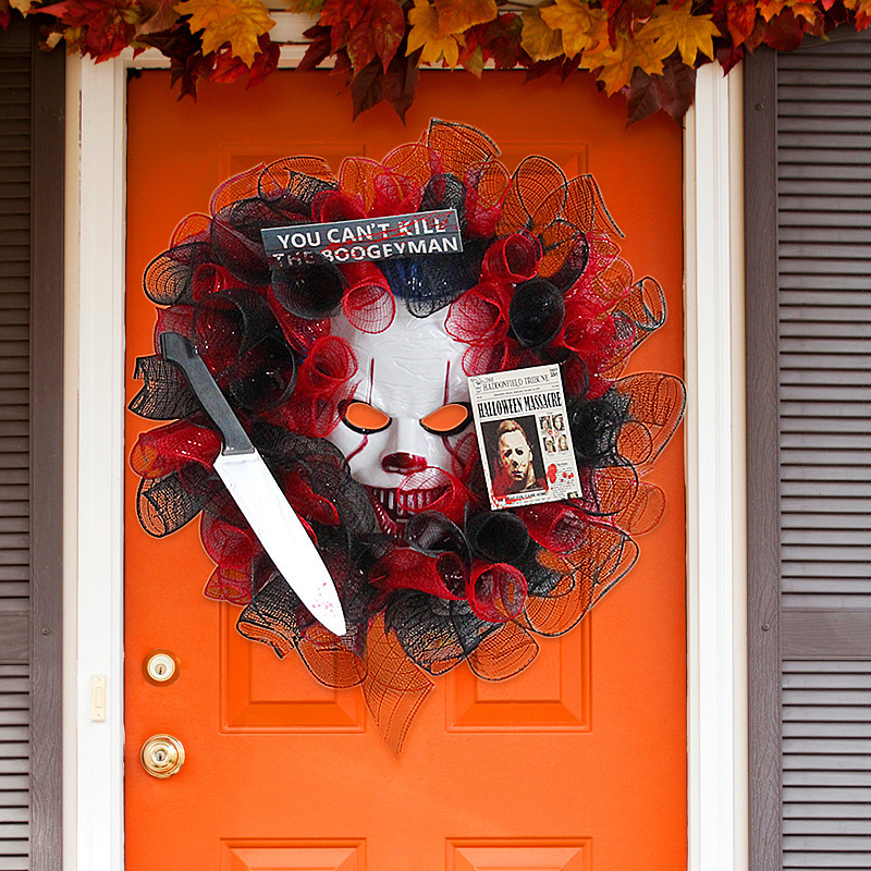 Halloween Horror Mask Halloween Party Wreath