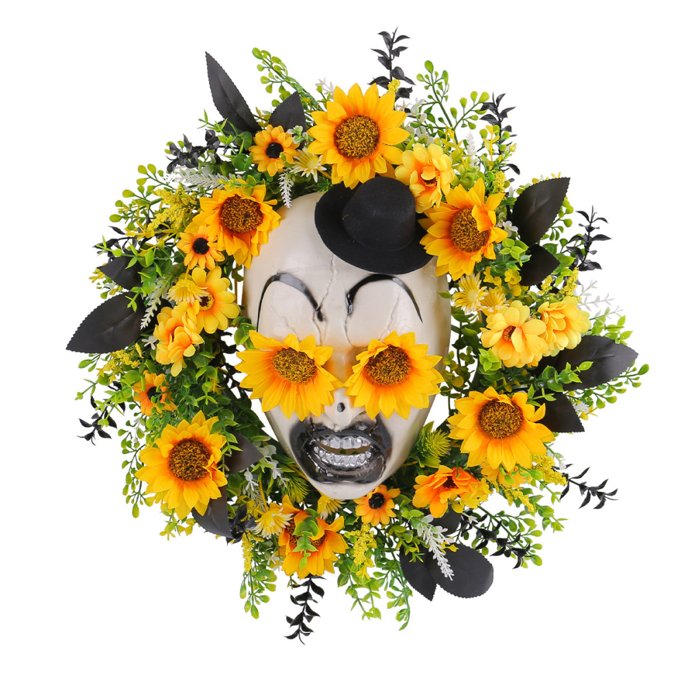 Sunflower ghost hat garland door hanging