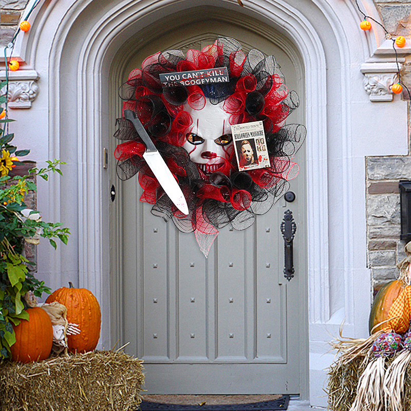 Halloween Horror Mask Halloween Party Wreath