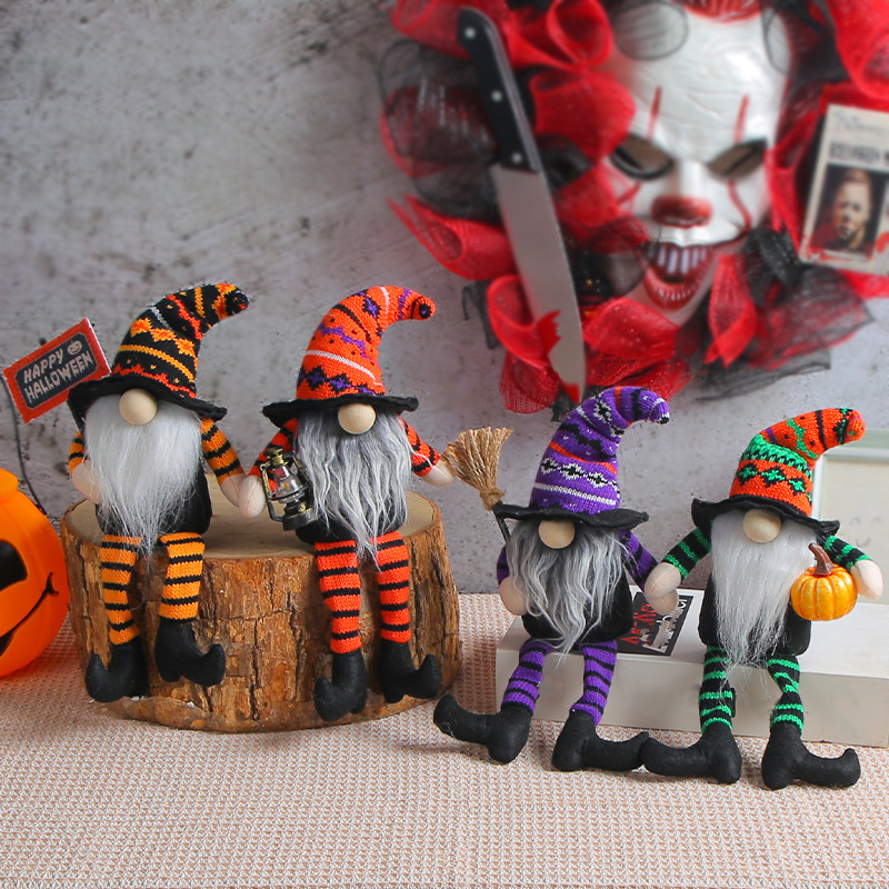 Halloween broom witch high hat figure