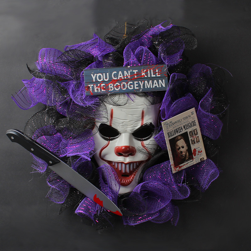 Halloween Horror Mask Halloween Party Wreath