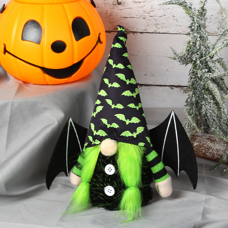 Halloween bat wing doll window display