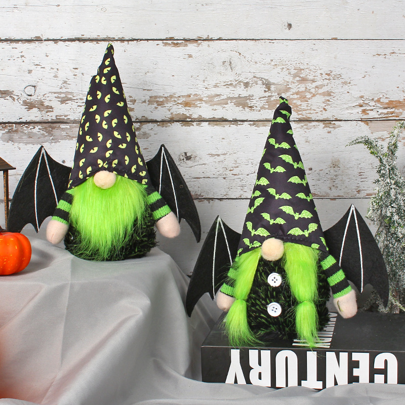 Halloween bat wing doll window display