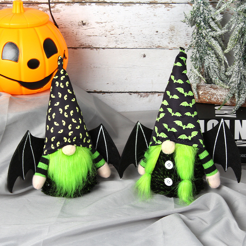 Halloween bat wing doll window display